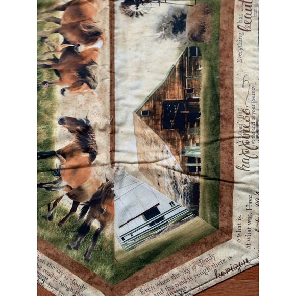 Handmade Horses Running Barn Quilted Table Runner - Picture 7 of 14